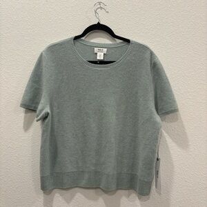 WILT 100% Cashmere Sweater Short Sleeve Womens Green Knit Top Size Large NWT